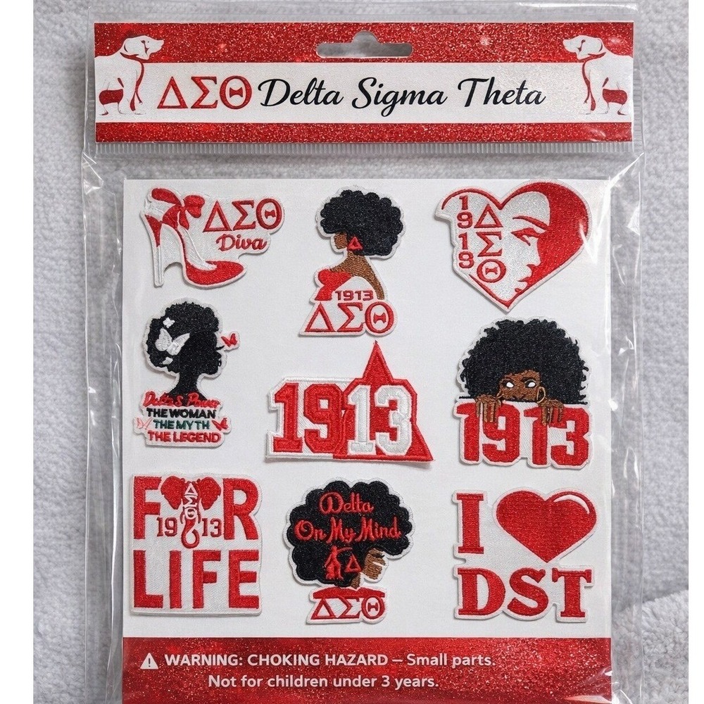 Delta‎ Sigma Theta DST 1913 Sorority Embroidered Patch Set 9pc Red White Black